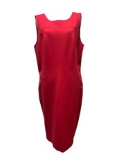 Brooks Brothers Red Sleeveless Sheath Dress Size 16 Luxury Minimalist NWT