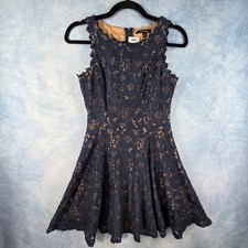 City Studio Navy Blue Lace Fit and Flare Cocktail Dress Size 3 Skater Mini