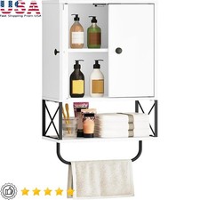 Wall Mounted Bathroom Cabinet Organizer Adjustable Shelf Over Toilet Storage New
