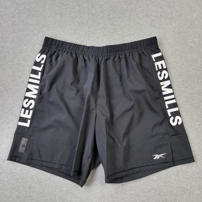 Reebok Les Mills Speedwick Shorts Mens Large Black Performance Graphic