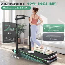3.5HP Walking Running Treadmill with Desk, 12 Incline Foldable Treadmill Home
