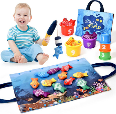 Montessori Spielzeug für 1-Jährige, 20 Teile Baby Sensorisches Spielzeug Erstes Angelspiel Set f