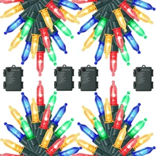 4 Pack 50LED Outdoor Christmas Lights, 16FT Battery Operated Mini String Light w