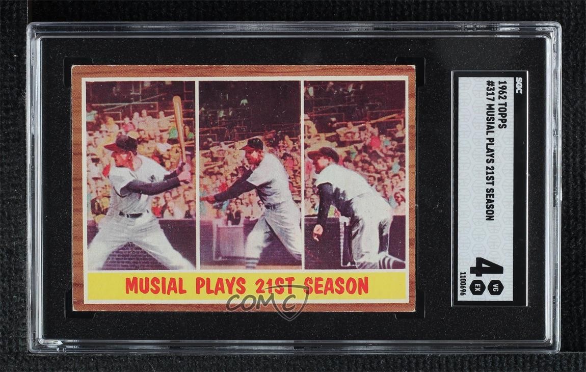 1962 Topps Action Card Musial Plays 21st Season Stan Musial #317 SGC 4 HOF