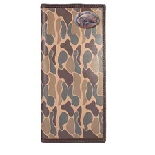 ZEP-PRO Bass Roper Secretary Old School Brown Camo Leather Wallet Gift Box