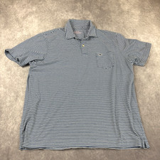 Vineyard Vines Polo Shirt Mens Large Pima Cotton Blue White Striped Logo Golf L