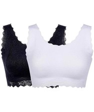 Rhonda Shear Women's 2pk Lace Body Bra Black/White