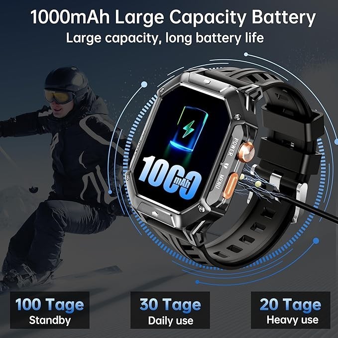 OUKITEL Smart Watch for Men BT80, 2.13" AMOLED HD Display,100 Days Long Battery