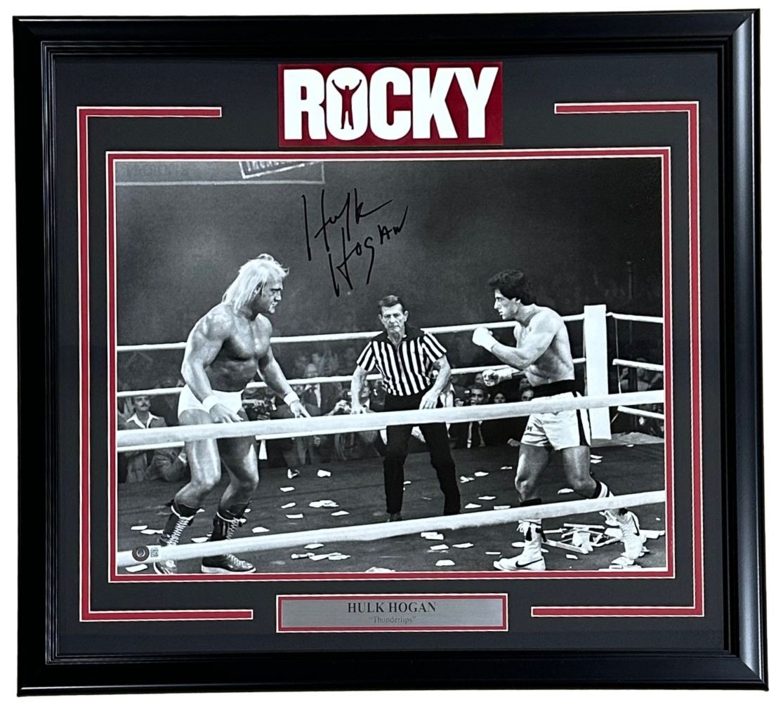 Hulk Hogan Autographed Signed Framed 16x20 Rocky vs Thunderlips Photo BAS 