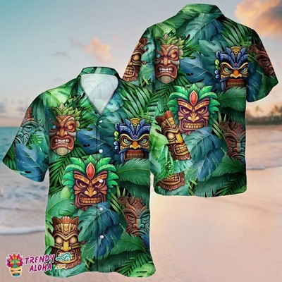 Tiki Aloha Spirit Short Sleeve Casual Unisex Summer Hawaiian Shirt