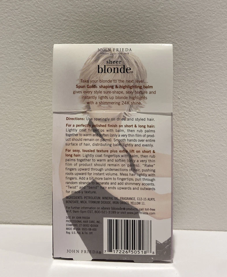 JOHN FRIEDA Sheer Blonde SPUN GOLD SHAPING HIGHLIGHTING BALM 1.2 oz. RARE NEW - Image 2 of 2