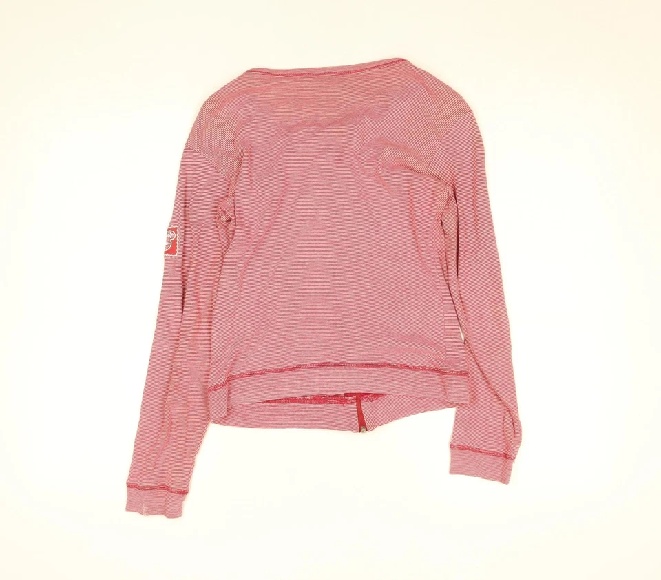 Disneyland Resort Paris Womens Red Striped Cotton Zip Long Sleeve Top M - Image 3 of 4