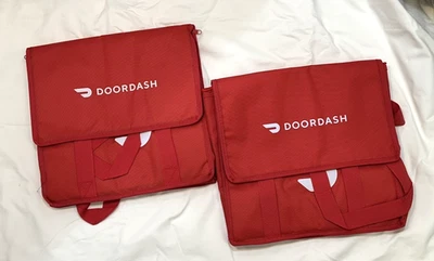 Lot of 2 ~ DOORDASH ~ 14x14x9 ~ HD Thicker Insulated Delivery Bag / Tote ~