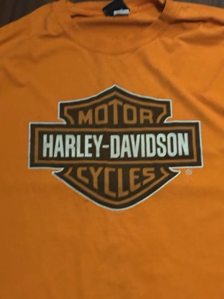 Vintage Y2k Harley davidson Orange Long Sleeve Shirt Skull 4XL Grunge - Image 4 of 4