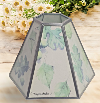 Vintage Hexagon Lithograph Floral Green Leaves Lamp Shade Marjolein Bastin