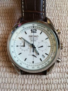 SEIKO CHRONOGRAPH SSB095P1 Date Quartz White Dial Watch | eBay