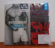 Stafford 4-Pack Men's 100 Cotton Woven Boxers Burgundy Assorted Size S