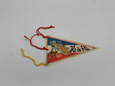1960s Ile de Re Double Sided Pennant phar Des Baleines Rivedoux Liox France 9''