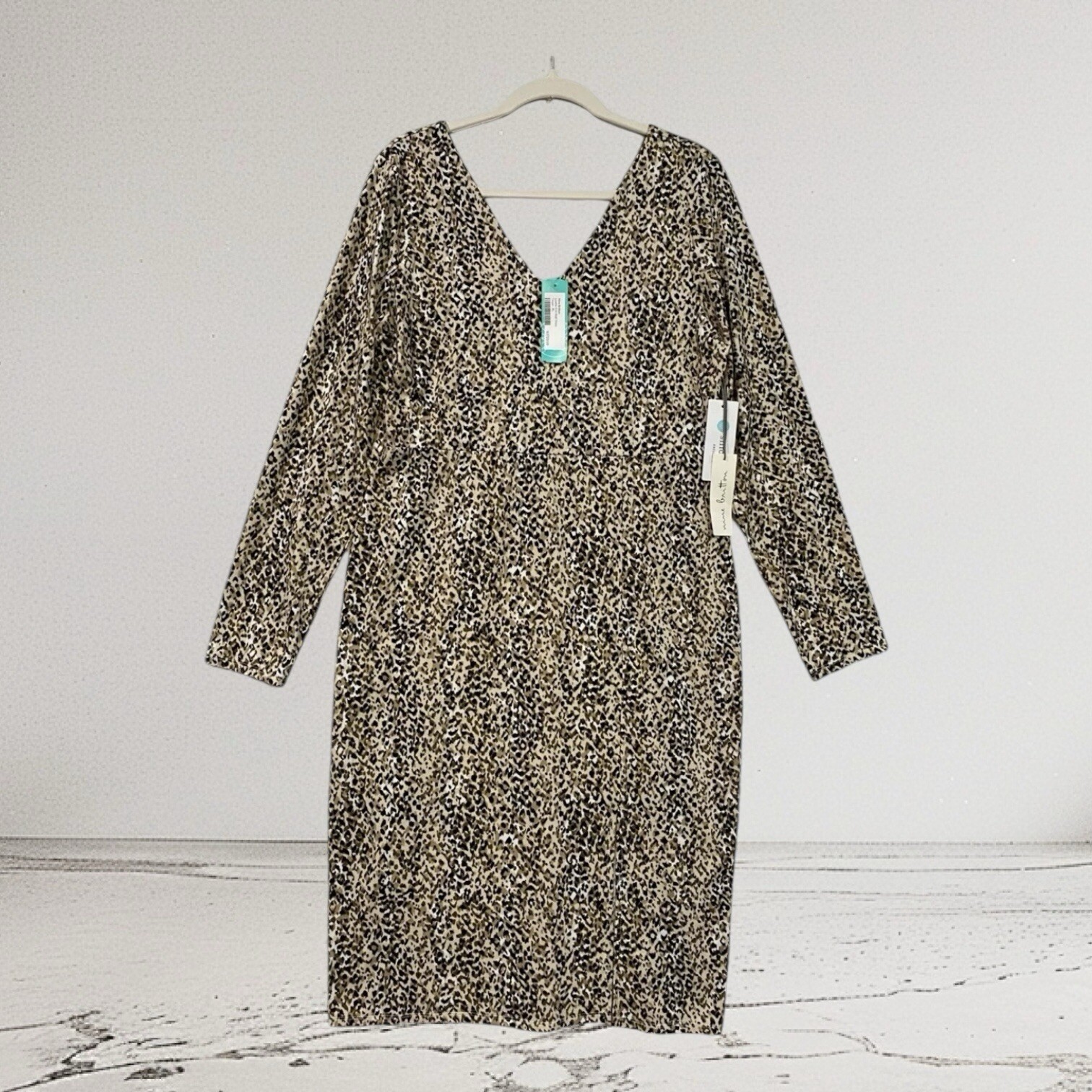 Stitch Fix Nine Britton Lizette Knit Midi Dress Women’s Size XL Animal Print NWT