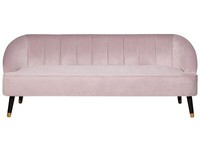 3-Sitzer Sofa Samtstoff Rosa Gesteppt Mit Hohen FüßEn Schwarz / Gold Alsvag