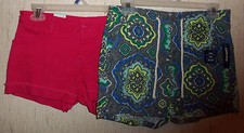 LOT OF 2 NWT GIRLS BRIGHT PINK  PRINT ADJUSTABLE WAIST SHORTS SIZE 14