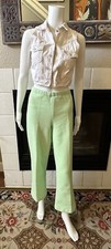 Vtg 70  s Green Plaid Polyester Pants 31x28 Lightweight Elastic Waist