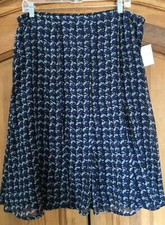 Womens SAG HARBOR Polyester Below Knee Midi Skirt Navy Black Geometric Sz 14 36