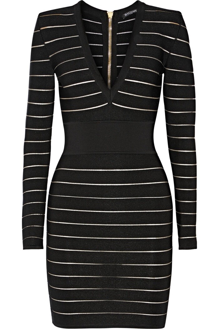 best places to buy semi formal dresses Balmain Lace-up Long Sleeve Midi Sweater Dress – Runway Catalog