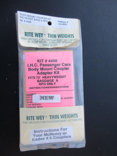 Kit de acoplador de montaje en cuerpo Walthers # 143-8080 Rite Wey #4408 para bolsa IHC y RPO | Zustand: New