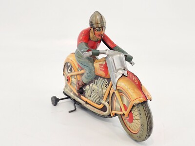 1960s Technofix G.E. 255 Motorcycle Tin Toy Metal Wind Up Toy no