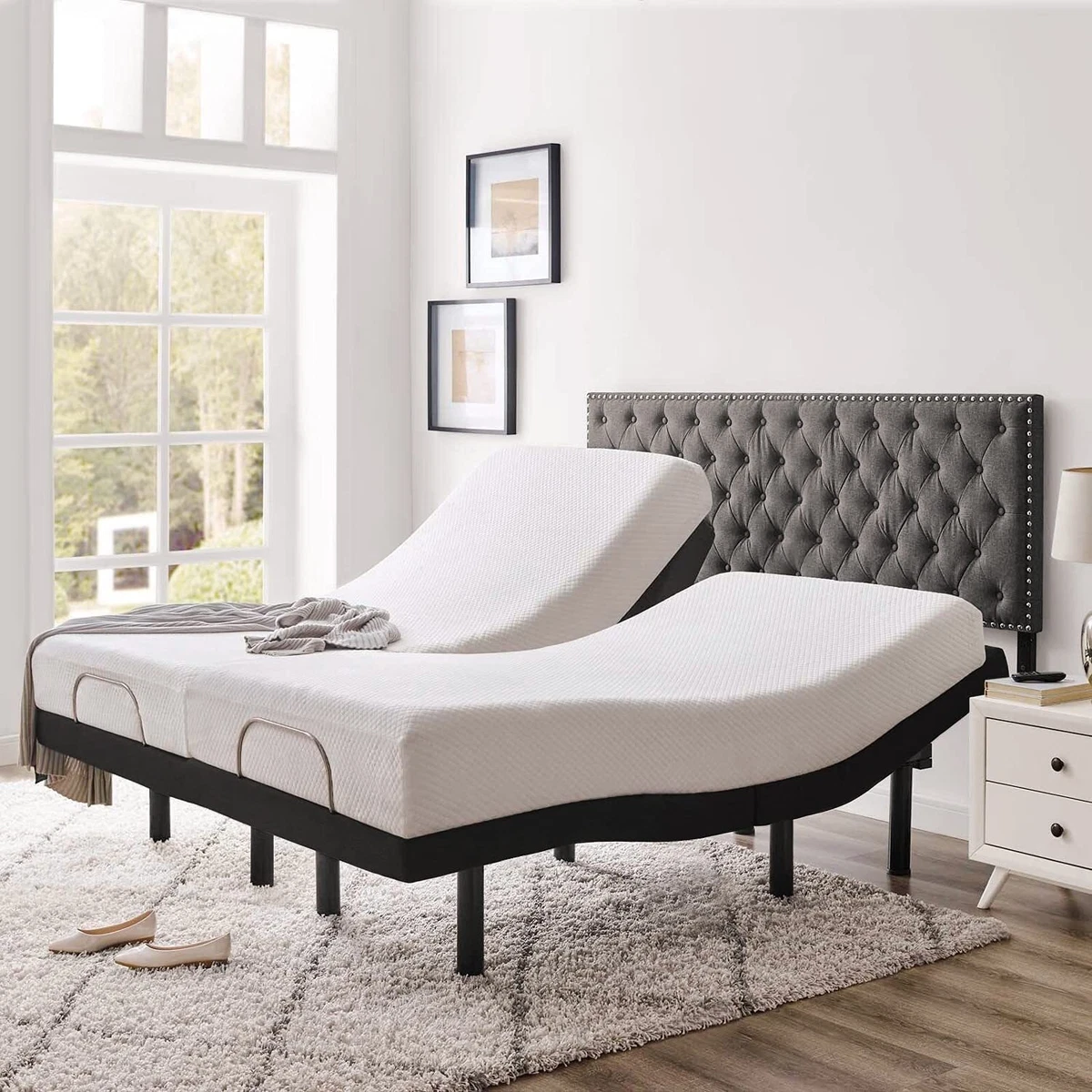 Furgle Adjustable FULL QUEEN KING Bed Frame Wireless Remote Electric  Massage US | eBay