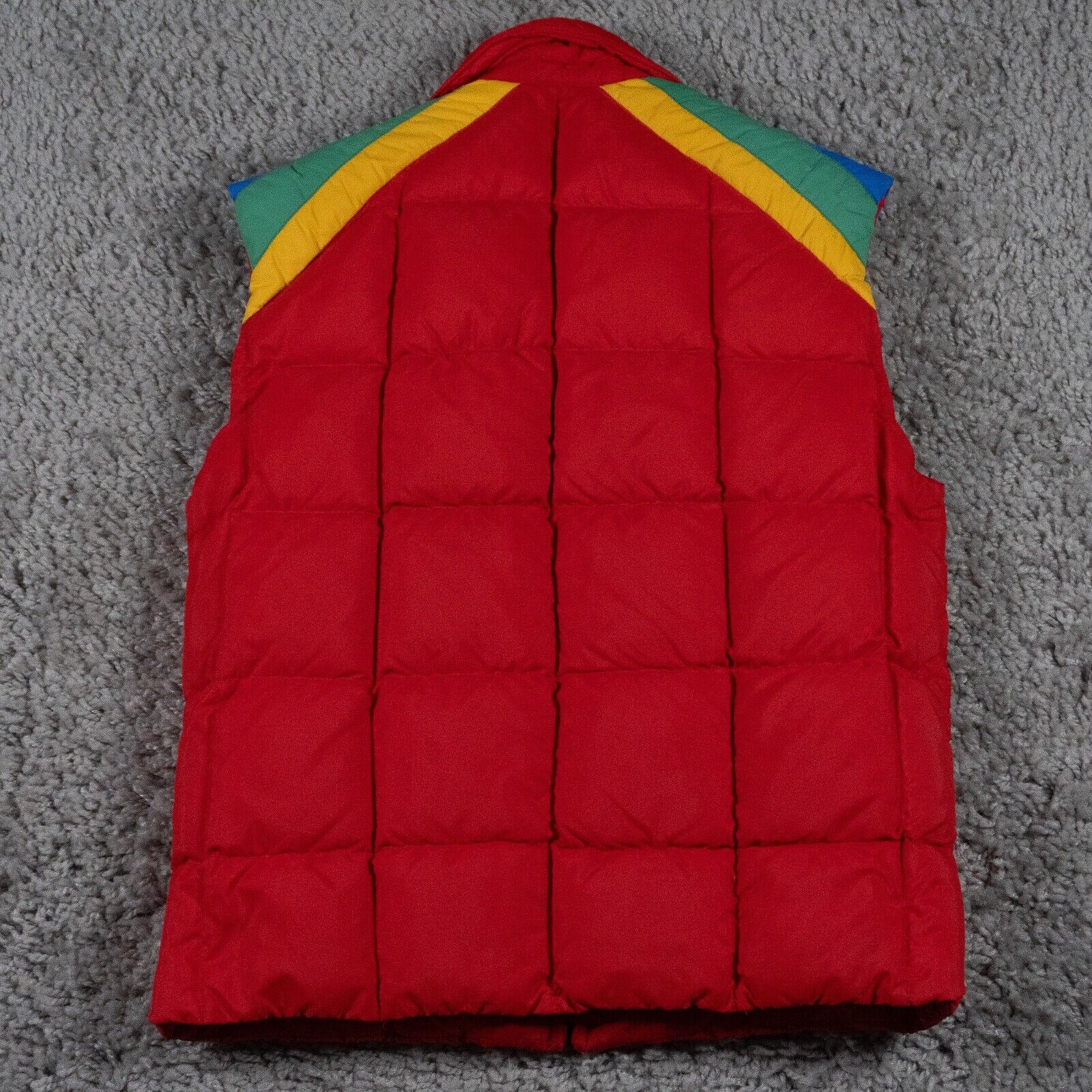 Vintage Skyr Down Vest Men Size S Red Rainbow Puf… - image 5