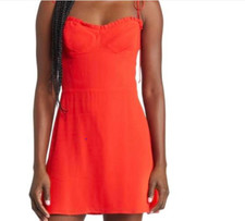 Reformation Louelle Mini dress in tomato colour size UK10 US6 Brand new