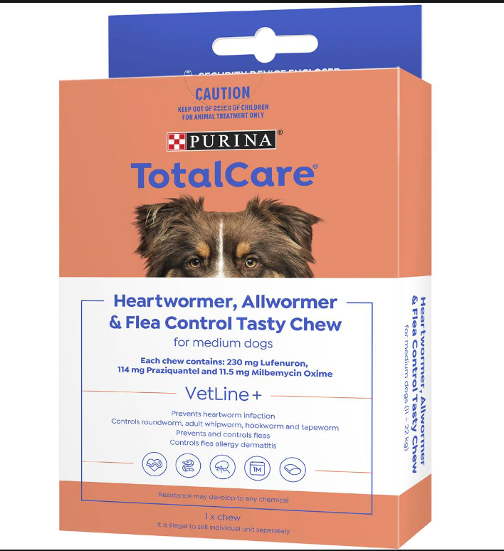 Purina Total Care Heartwormer Allwormer Flea Control For Medium Dogs X  Chew