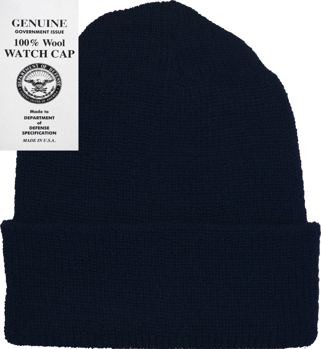 Watch Cap Navy BLU 100% Wool Hat Warm Winter Camping Cap Knitted