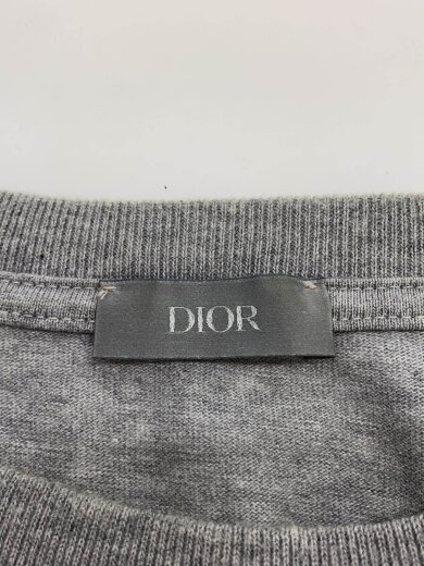 Dior HOMME/painted logo embroidery T-shirt/M/cotton/gray Dior HOMME/painted logo embroidery T-shirt/M/cotton/gray