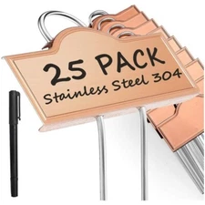 Metal Plant Labels Weatherproof 25 Pack Outdoor Stainless Steel Garden Markers