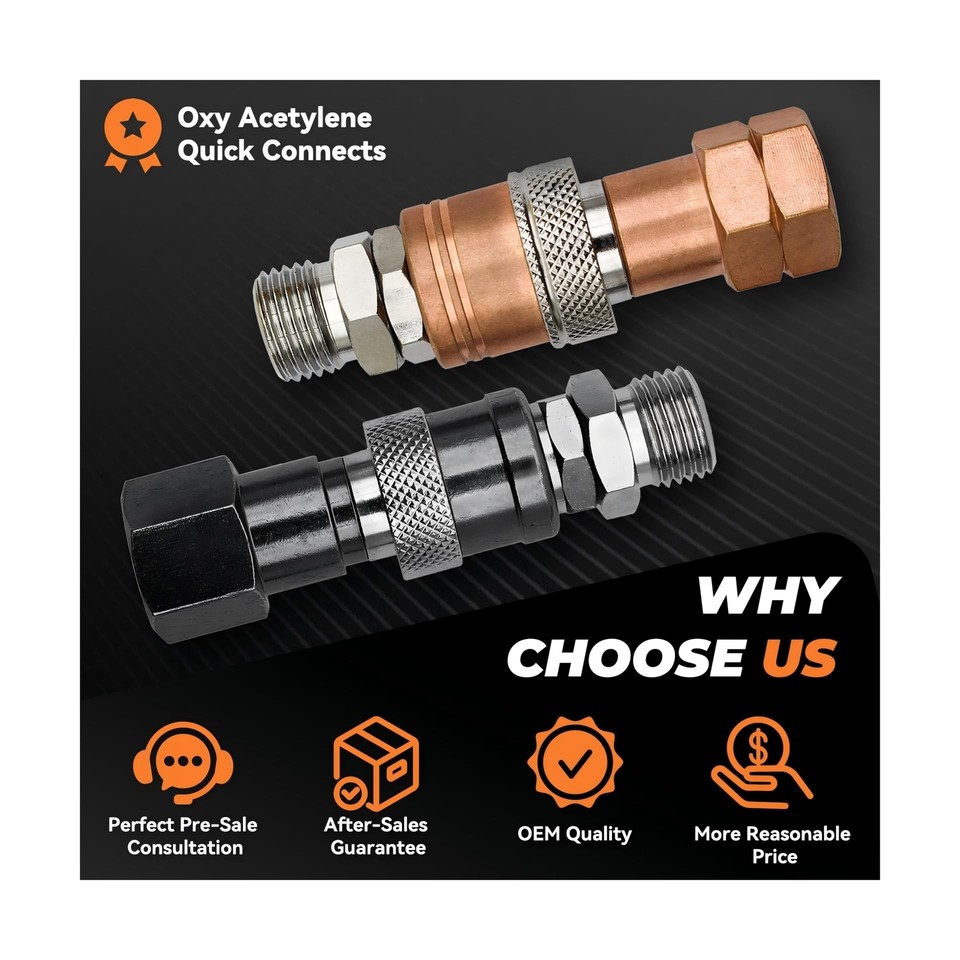 Upgraded Oxy Acetylene Quick Connects, Oxyfuel to Torch Quick Connect
