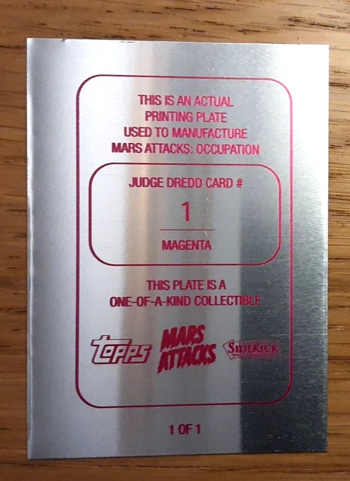 Mars attacks occupation MAGENTA printing plate card 1 CALL ME DREDD - Image 2 of 2