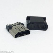 10pcs HDMI 19pin Female Soldering Socket with Black Plastic Moulded Housing