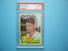 1965 TOPPS MLB HIGH NUMBER BASEBALL CARD #523 MIKE BRUMLEY PSA 8 NM/MINT GL