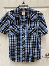 Levi  s Modern Fit Plaid Snap-Up Short Sleeve Western Shirt size L