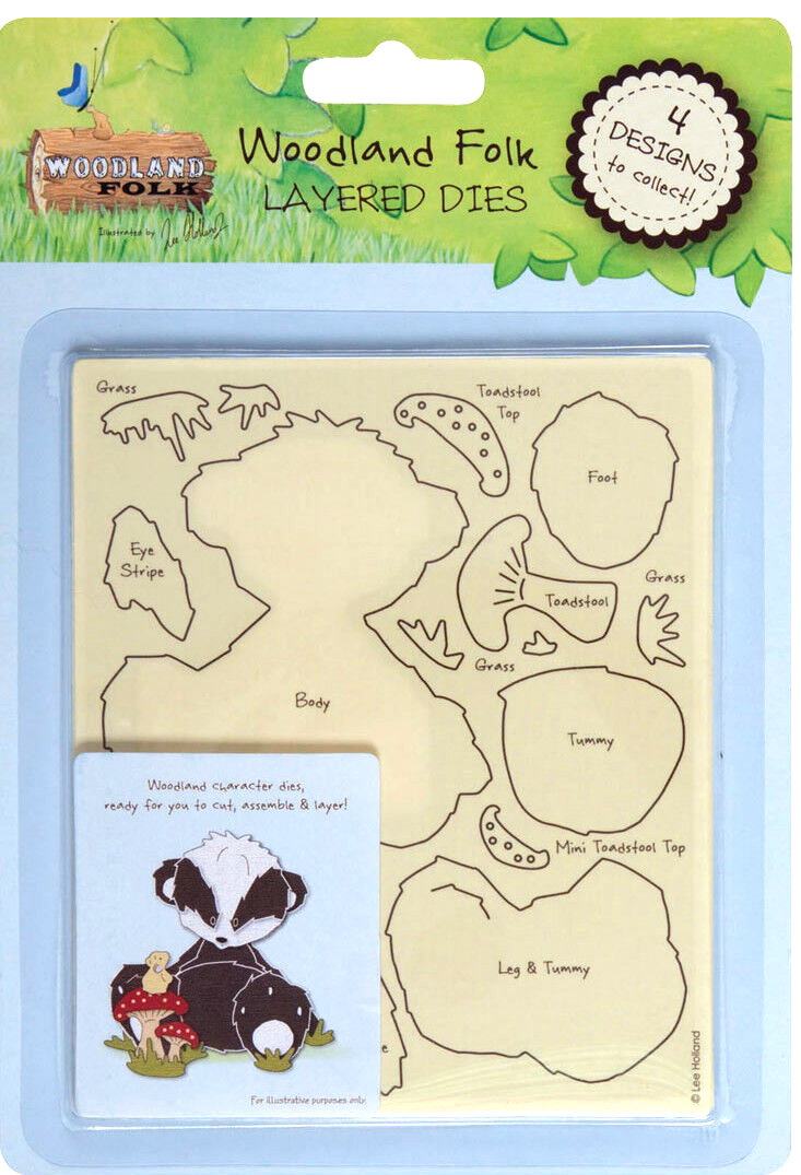 Docrafts layered dies Woodland Folk badger for use in Xcut, sizzix big shot etc