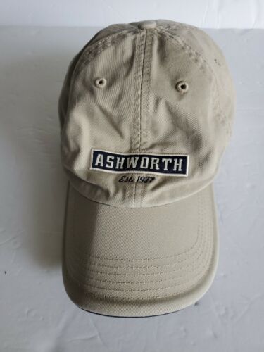 Ashworth headwear adjustable Tan  Beige  logo golf Dad Men's hat cap  - Afbeelding 1 van 10