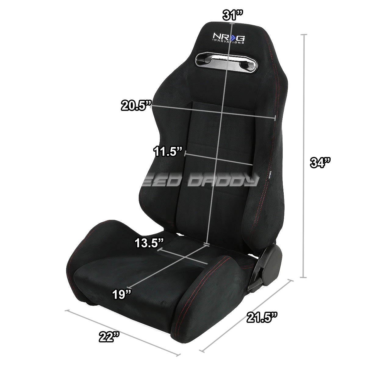 Classic-Series Black+Blue Mesh PVC Reclinable Racing Seats Pair