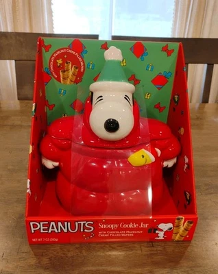 Peanuts Snoopy & Woodstock Red Puffer Jacket Cookie Jar - Christmas Canister