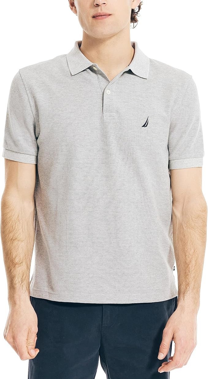 Nautica Mens Classic Short Sleeve Polo Shirt-Grey Heather-SizeXL 7190₽