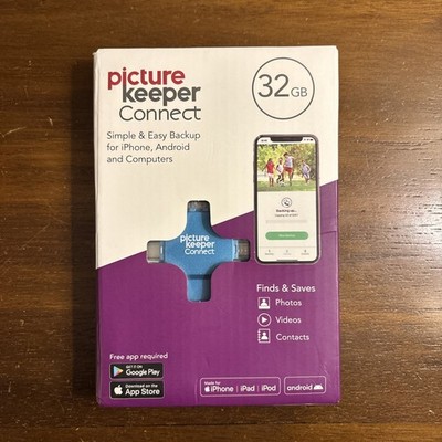 Picture Keeper Connect 32 GB Photo Video Contact Backup Drive Android Apple Blue
