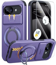 for Google Pixel 10A Case with Ring Stand Slide Camera Cover Purple
