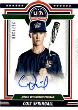 2022  USA Baseball #ADP1-CS Colt Springall  Signatures Blue Ink #/399
